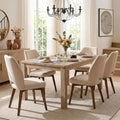 Dining Chairs Set of 4, Upholstered Kitchen Chairs with Unique Cutout High Back & Wood Legs, Comfortable Fabric Side Chair for Dining Room, Living Room, Beige