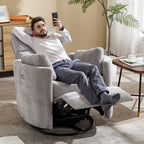 Power Recliner,Nursery Swivel Glider Rocking Chair with USB Port,Upholstered Adult Recliner Nursery Rocker Chair with 2 Pillows for Living Room Bedroom Nursery(Lightgrey, Power-Driven)