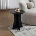 Kings Brand Furniture Round Side Table, Modern Pedestal Base Accent Table for Living Room, Bedroom, Bedside, or Office (Black)