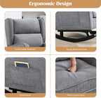 HCHAIRH Nursery Rocking Chairs, Modern Wingback Accent Chairs for Mom Nursery Rocker with High Backrest and Solid Wood Legs, Sherpa Rocking Chair Nursery for Reading Living Room Bedroom, Dark Grey
