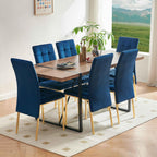 Homedot Modern Dining Room Chairs Upholstered Set of 6, Navy Blue Kitchen Chairs Mid Century High Back Dinner Side Chairs Space Saving with Padded Seat/Metal Legs for Dining/Reading