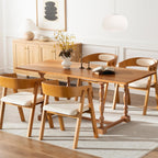 Chogori Wooden Dining Chairs, Modern Dining Room Chairs with Arms and Upholstered Seat, Farmhouse Style Chairs for Kitchen, Dining Room, Living Room (Dark Oak, Set of 6)