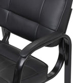 SUPER DEAL Office Guest Chair Bonded Leather Executive Side Chair Reception Chair with Solid Metal Frame Home Office Furniture, Set of 4, Black