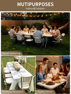 8 Foot Folding Table Portable, 8FT Folding Dining Table for Indoor Outdoor, Heavy Duty Fold-in-Half Plastic Long Large Rectangular Utility Card Tables for Picnic Camping Party, 95x29 inch