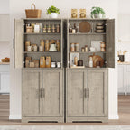 Garvee 70 Inch Tall Storage Cabinet, Kitchen Pantry Cabinet with Doors and Adjustable Shelves, Freestanding Wooden Classic Cupboard for Living Room, Dining Room, Bathroom