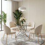 Round Glass Dining Table, 36" Small Kitchen Table for 2-4, Modern Dining Room Table with Clear Tempered Glass Top and Silver Stainless Steel Legs for Apartment, Small Space