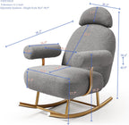 Sherpa Fabric Rocking Chair,Accent Upholstered Rocker Glider Chair for Baby and Kids,Comfy Armchair with Gold Metal Frame,Leisure Sofa Chair for,Bedroom,Living Room,Office,Grey