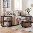 Tribesigns Small Narrow End Table with Storage Shelf, Industrial Side Tables with Curved Metal Frame, 3-Tier Accent Table and Nightstand for Living Room, Bedroom, Small Space (1, Brown)