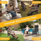 NEWBULIG Zero Gravity Chair Set of 2, Lounge Chair Folding Portable Adjustable Camping Reclining Chairs with Adjustable Pollow, Mesh Back, Cup Holder Trays Lawn Patio Chair for Pool Beach - Black