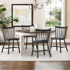 LUE BONA Upgraded Dining Chairs Set of 4, Farmhouse Wooden Spindle Back Kitchen Chairs, Windsor Dining Chairs for Kitchen and Dining Room, Black