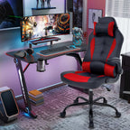 Adjustable Armrest PC Game Chair, Red, PU Leather Swivel Racing Style Chair with Lumbar Support, Ergonomic Rolling Office Desk Chair, High Back, 250 lbs Weight Capacity