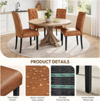 Yaheetech Dining Chairs Set of 4 Modern Style Faux Leather Dining Room Chairs with Solid Wood Legs and Button Tufted Padded for Home Kitchen, Retro Brown