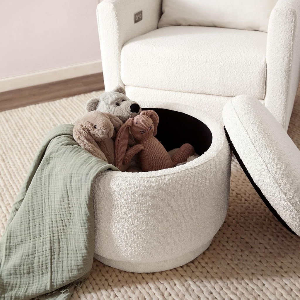 Babyletto Enoki Storage Ottoman in Ivory Boucle, Greenguard Gold and CertiPUR-US Certified