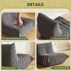 WLIVE Bean Bag Chair for Adults, Teddy Fleece Togo Chair, Giant, Memory Foam, for Living Room and Bedroom, Single, Grey
