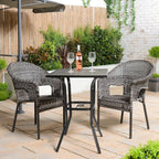 Crownland Patio Bar High 39” Table Metal Frame Outdoor Bar Bistro Table, Slatted Table Top with 1.57" Umbrella Hole, Classic Black