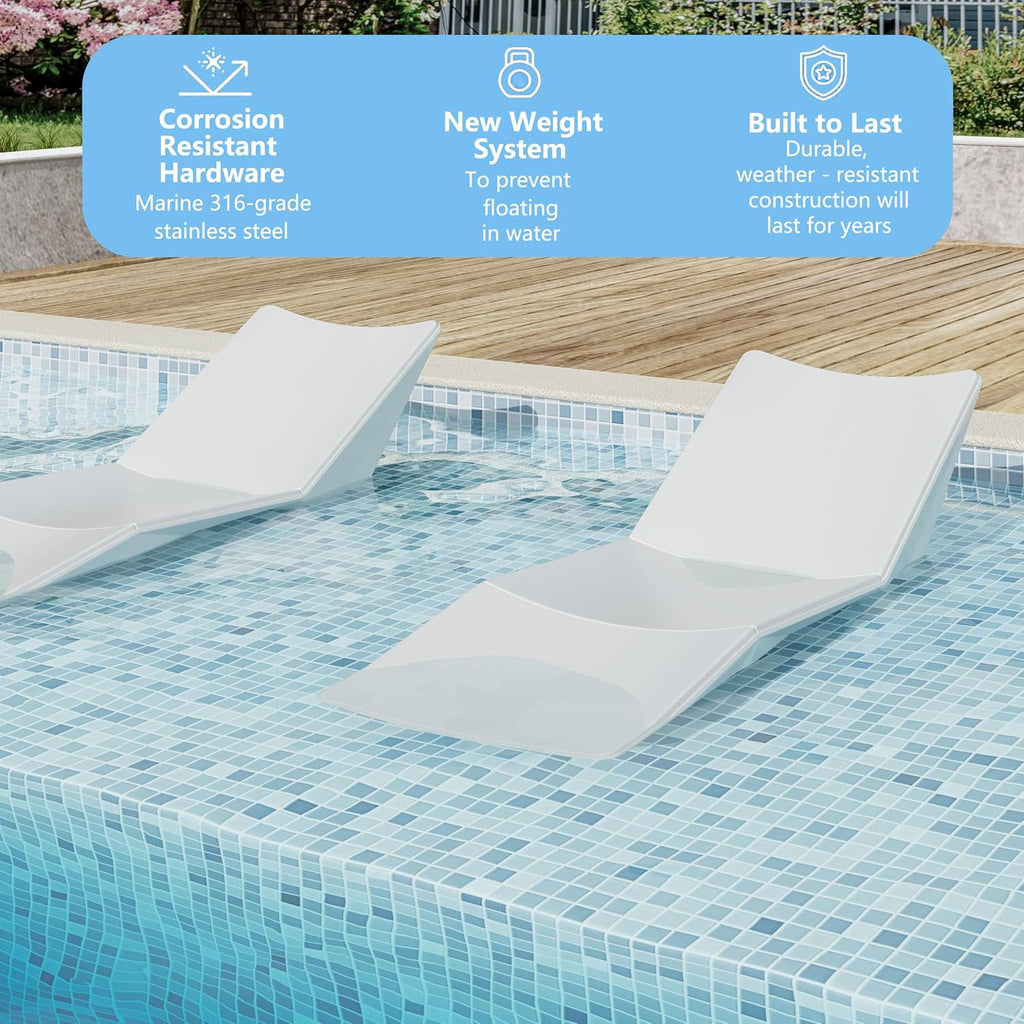 in Pool Lounge Chairs, Pool Lounge Chairs, Use in Pools with Shelves Up to 9 Inches Deep, Weather-Resistant Design,Tanning Chairs for Sun Shelves, Poolside & Beach Lounge for Outdoor Relaxation (4)