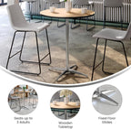 Flash Furniture Lars 30" Round Cocktail Table with 30" and 42" Columns, Adjustable Standard or Bar Height Round Table for Events or Home Use, Natural