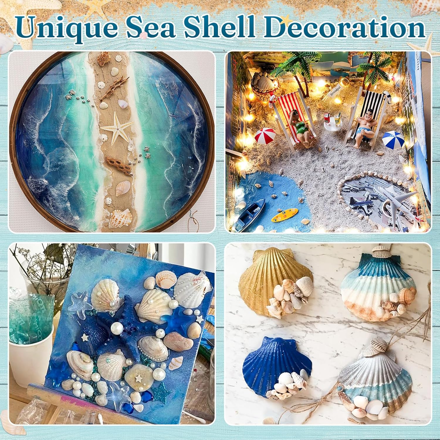 Zefy 23 Types Small Sea Shells for Crafts, 1200 Pcs Tiny Seashells with Mixed Size Starfish, Mini Shells for Vase Filler Beach Theme Party Home Decor