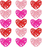 Jetec 15 Pcs Valentine's Day Heart Rattan Ornaments 2.4 Inch DIY Heart Shaped Natural Vase Filler Wicker Balls Rattan Twig for Valentine Wedding Birthday Party Table Decor Crafts, Red, Pink, Rose Red