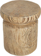 Merax MGO Wood Grain Side Table, Realistic Tree-Stump Design, Lightweight Concrete End Table for Indoor & Outdoor Use, Natural Wood