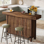 Tribesigns Large 2-Tier Bar Table, 63-Inch Mini Pub Table with Footrest, Rectangular Modern Coffee Bar Cabinet Counter Height Table for Home Kitchen, Bistro, Dining Room, Living Room, Rustic Brown