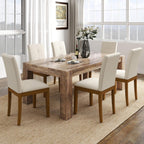 DAGONHIL Dining Chairs Set of 6, Modern Upholstered Fabric Dining Room Chairs, Armless Kitchen Chairs with Wood Legs and Padded Seat for Living Room, Bedroom, Kitchen (Beige)