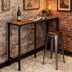 Karl home 71" Bar Table, Narrow Long High Top Dining Table with Upgraded Triangular Support for Stability, Industrial Counter Height Bar Table for Small Space, Behind Sofa, Kitchen, Rustic Brown