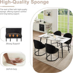 Dining Chairs Set of 2, Linen Upholstered Dining Room Chairs with Black Metal Legs, Modern Kitchen Side Chairs Reading Chair (Black+Black, Set of 2)