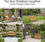 Sunnydaze Outdoor Bench for Patio, Front Porch, or Park - 2-Person Wooden Teak Garden Bench Seat - 675 lb Weight Capacity - 50"