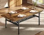 RALGEND 63" Extendable Dining Table for 4-6, Folding Kitchen Table with Drop Leaf, Farmhouse Dining Room Tables with Wine Rack, for Kitchen and Dining Room, Rustic Brown and Black