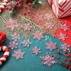 102 Pieces Christmas Vases Filler Decorations for Faux Pink Snowflakes Beads Party Garland for Vases Filler Wedding Centerpiece Christmas Party Decor