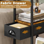 C Shaped Sofa Side Table with Wheels, Rolling Small Coffee Table with Drawer, Portable TV Tray Table for Couch, Bedside Table with Storage, Narrow Nightstand for Bedroom, End Tables Living Room