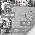 KILOCOCO Modern Abstract Runner Rug 2x6 ft Washable Hallway Runner Rug Non Slip Soft Printed Kitchen Runners for Hallways Entryway Bedside Laundry Room Floor Runners, Black/Grey