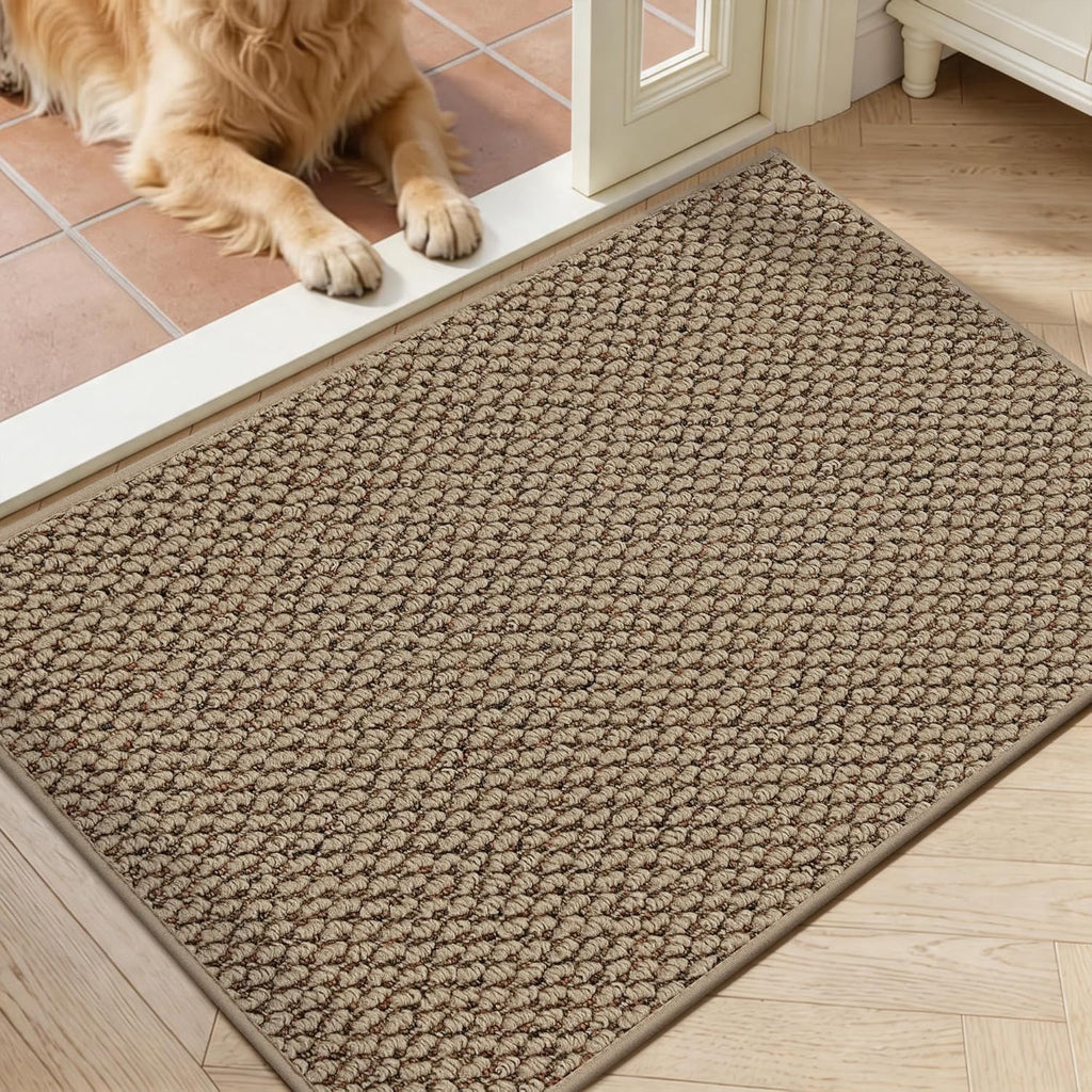 Dirt Trapper Door Mat 24"x 36", Non Slip Washable Doormat, Stain Resist and Absorbent Welcome Mat, Dog Door Mats,Low Profile Entrance Floor Mats for Front Back Door,Beige