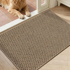 Dirt Trapper Door Mat 24"x 36", Non Slip Washable Doormat, Stain Resist and Absorbent Welcome Mat, Dog Door Mats,Low Profile Entrance Floor Mats for Front Back Door,Beige