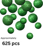 Green Glitter Foam Balls for Crafts, About 625 Mini Decorative Vase Filler Balls, Sparkly Table Scatter Confetti Decorations, 3/8" to 3/4", Green Party, Holiday, Wedding & DIY Décor