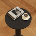 LAATOOREE Small Round Side Tables Set of 2, Drink Tables, Accent Coffee Tables, Pedestal End Tables with Thick Solid Wood Legs for Living Room,Sofa Couch,Small Spaces,Bedroom (2, Black)