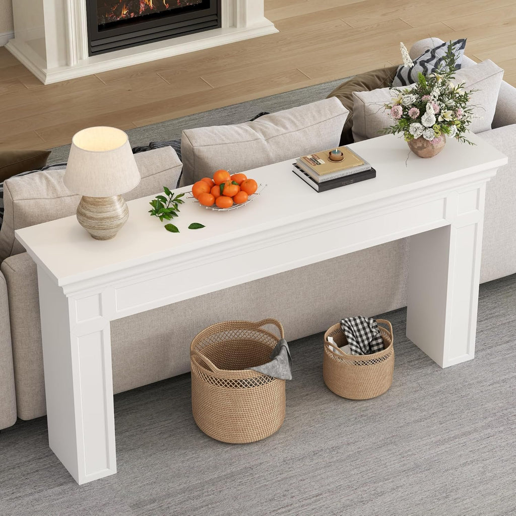 Loomie 63" Long Console Tables for Entryway, Modern Rectangular Sofa Table Behind the Couch, Narrow Long Entry Accent Table for Living Room, Entrance, Hallway, Foyer (White)