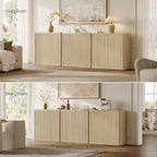 SICOTAS Buffet Cabinet with Storage Sideboard Accent Modern Credenza with Doors & Shelves Fluted 34.6" Tall Media Console Mid Century Coffee Bar Table for Living Room Kitchen Dining Room Hallway