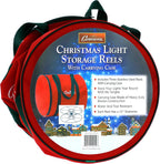 Christmas Light Storage Reel 3 Pack w Zippered Carrying Bag Case- 12" XL Heavy Duty Metal Construction for Xmas Holiday Tree Lights, Wind up Extension Cords, Garland- Holiday Decoration Organizer