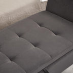 51.5" Velvet Storage Bench, Upholstered Button Tufted Design, Bedside Bench with Armrests, Secure Hinged Storage Space, Suitable for Bedroom Living Room (Grey)
