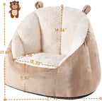 MOMCAYWEX Cute Soft Bean Bag Chair for Kids with Fluffy Bear Ears, Cozee Fluffy Lazy Chair for Up to 10 Years Old Girls and Boys