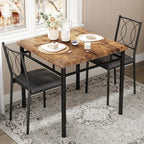 IDEALHOUSE Space-Saving Dining Table Set for 2 – 3-Piece Farmhouse Wooden Table & Upholstered Chairs – Easy to Clean, Ideal for Apartments & Breakfast Nooks – Compact Dining Furniture – Vintage Color