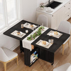 IDEALHOUSE Folding Dining Table with Storage, Folding Kitchen Table with Drawers, Apartments, Small Spaces