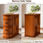 Pipleo Wood End Table with 2 Drawers, No Assembly Required Small Side Table, Vintage Wood Narrow Sofa Side Table for Living Room, Bedroom and Small Space (1-Pack)
