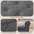 End of Bed Storage Bench for Bedroom, 49" Upholstered Storage Ottoman with Rolled Arms, Rivet Polyester Fabric Ottoman Bench for Bedroom, Living Room, Window, Entryway, Dark Gray