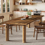 Solid Wood Dining Table for 6, 63-Inch Wooden Kitchen Table with Strong Legs, Farmhouse Rectangle Dinner Table for Dining Room, Living Room