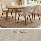Usaint Wooden Dining Chairs Set of 4, 19.3" Modern Upholstered Fabric Side Dining Room Chair with Ergonomic Curved Backrest for Kitchen Dining Room and Restaurant, Khaki