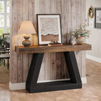 Tribesigns Farmhouse Console Table, 55-Inch Rustic Sofa Table with Storage, Industrial Wooden Entryway Table for Hallway, Living Room, Black & Brown