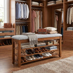 SolidWood Entryway Shoe Storage Bench, Flip-Top Soft-Close Lid, Adjustable Shelves, Cushioned Entryway Shoe Rack Organizer,Hallway, Closet, Foyer 39.4''